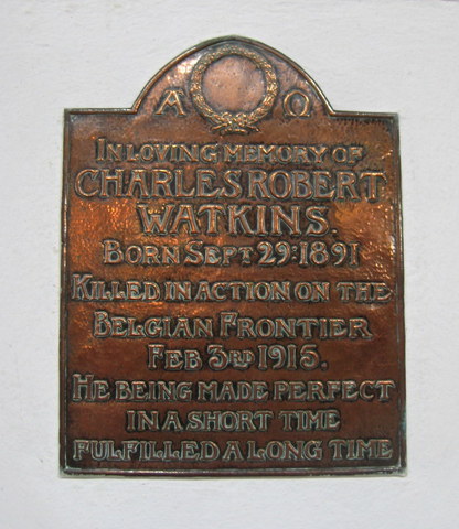 Plaque for Jack in All Saints Parish Church