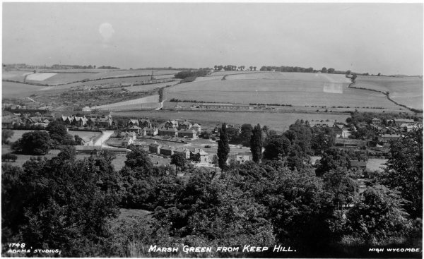 View across fields to house