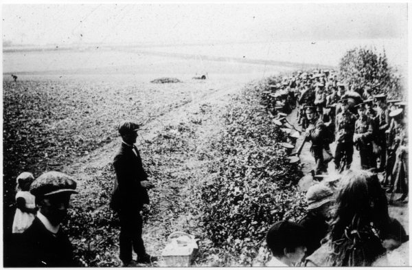 Soldiers on farmland